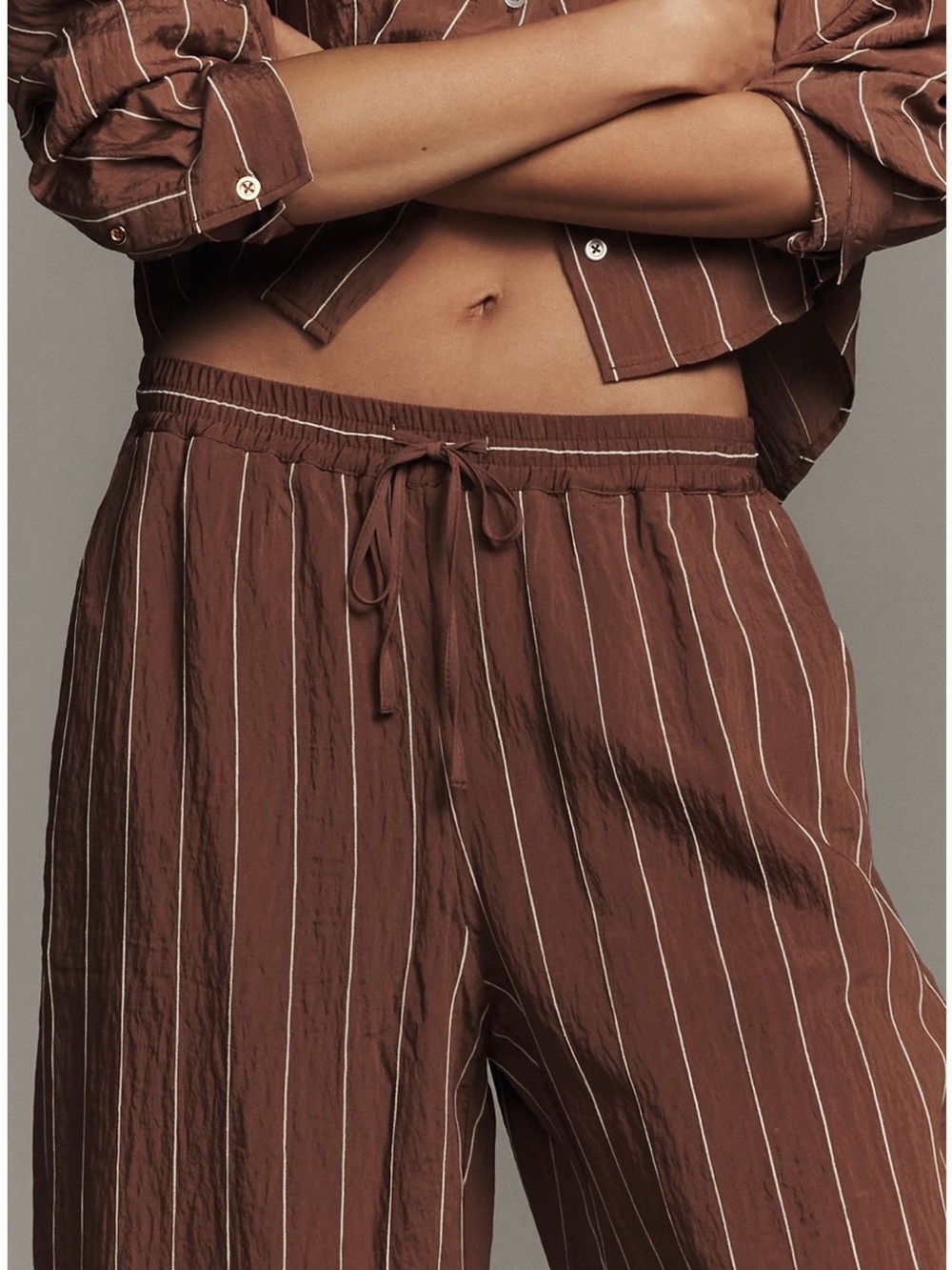 Brooklin Tie-Front Printed Pull-On Pants by Maeve - Brown